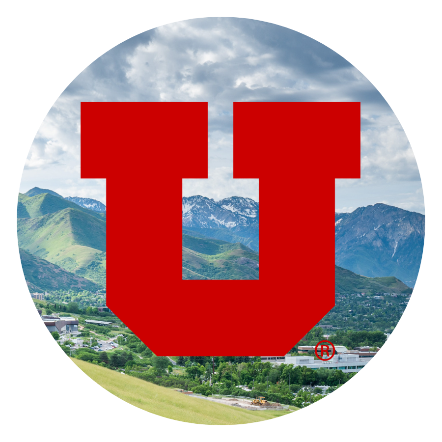 U logo over Wasatch Mountains
