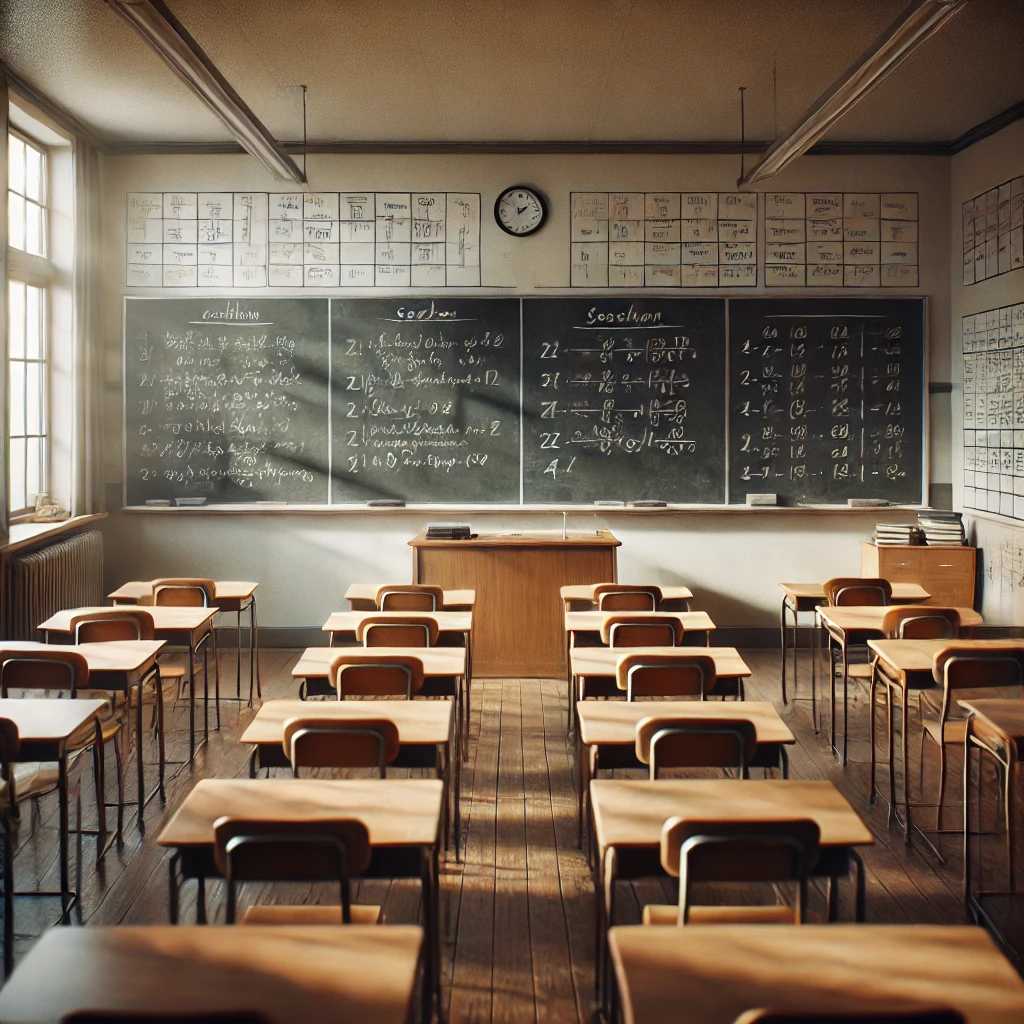classroom with blackboard